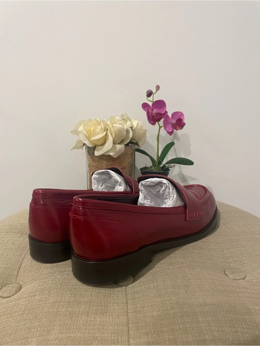 Tory Burch Chelsea Red Penny Loafers - Size 8 - Picture 6 of 16